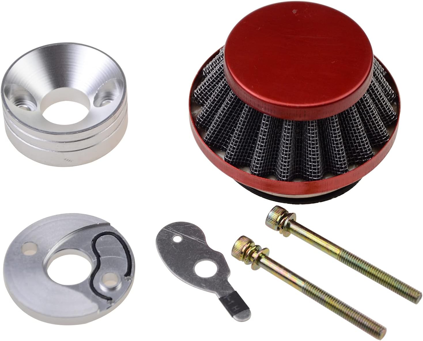GOOFIT Red Air Filter Stack Choke Kit Replacement for 2 Stroke 23cc 33cc 43cc 47cc 49cc MOTOVOX MVS10 Dirt Mini Pocket Bike Kids ATV Go Kart Big Foot Goped Blad Gas Powered Scooter