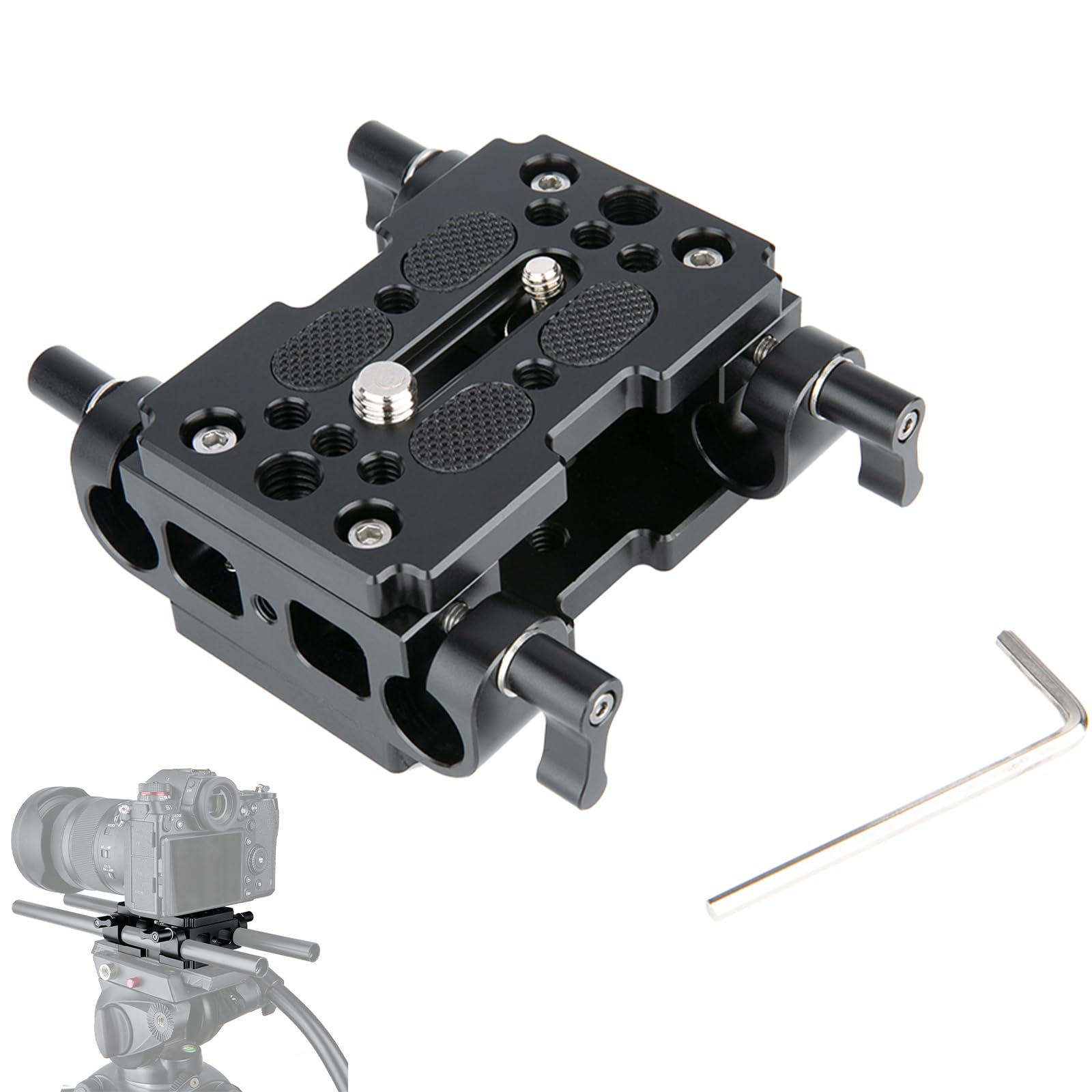 NICEYRIG Piastra base per treppiede con morsetto a staffa da 15mm per sistema di supporto a rulli da 15 mm per fotocamera DSLR