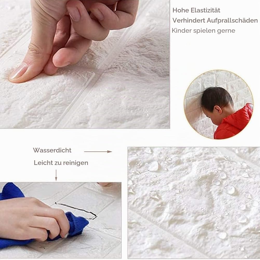 3D Wandpaneele Selbstklebend Steinoptik 35x39cm 3D Ziegelstein Tapete Wandfliesen Schaumstoff Wasserdicht Wandaufkleber Wandtapete für Wohnzimmer Küche Badezimmer (Gelber Stein, 36 Stück)
