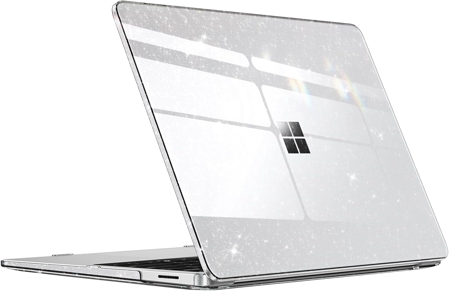 Case Compatible with 13.8 Inch Microsoft Surface Laptop 7, Ultra Thin Hard Protective Case, Transparent (Glitter)