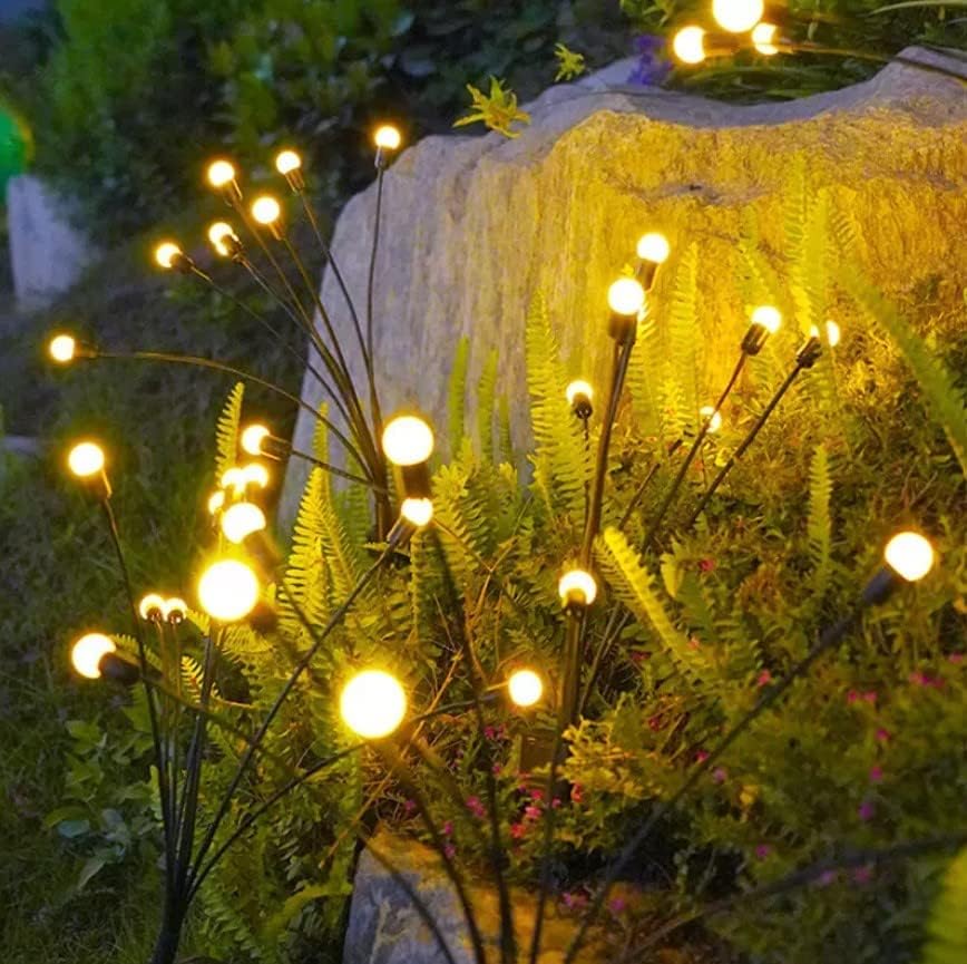 Solar Garden Lights, Warm Yellow Light, Tree Light Solar Power for Decorations (8 led Head in Each Stick) (Pack of 2 Stick)-image-29