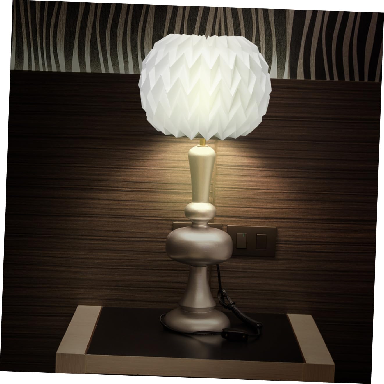 Paralume per Lampadario a Lanterna Pieghevole Origami Bianco | Carta, Stile Semplice, per Casa e Housewarming, Decorazione Sospesa per Salotto, Bar e Caffetteria