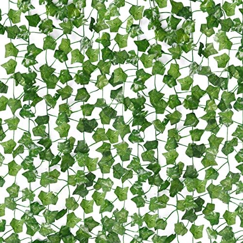 HATOKU 18 Pack 126 Feet Fake Ivy Garland Vines Artificial Ivy Leaves Greenery Garlands Fake Hanging Plant Vine for Bedroom Wedding Wall Indoor Outdoor Decoration