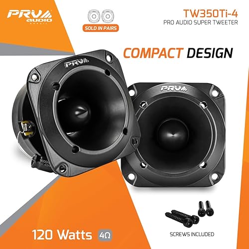 Miniatura 2 de PRV AUDIO TW350Ti-4 Tweeters Tipo Bala para Audio de Coche - 240 Vatios, Tweeters de Titanio de 3x3 Pulgadas para Audio de Coche - Fácil de Montar