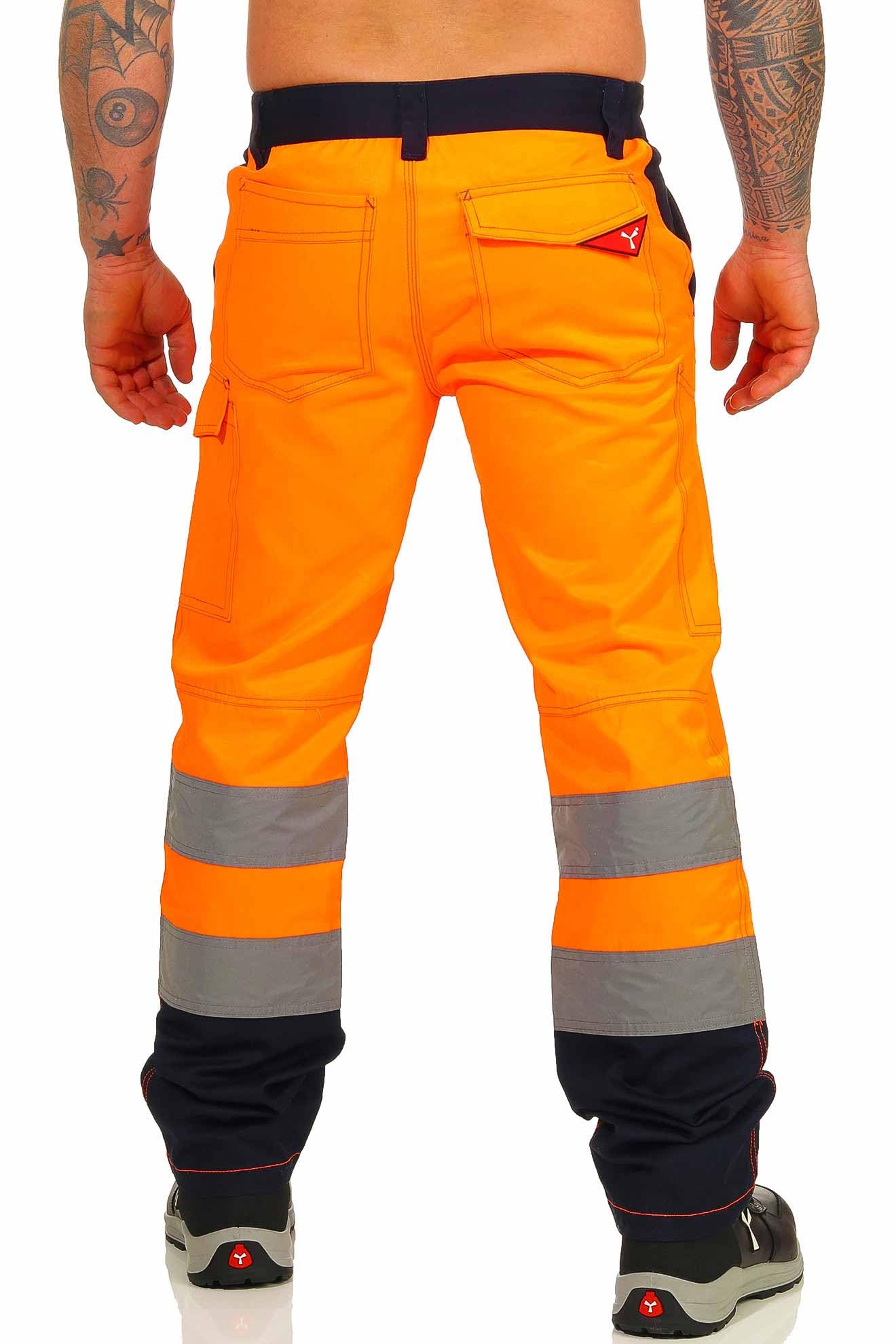 Warnschutzhose, Lange Warnschutz Arbeitshose, EN ISO 20471 Klasse 2