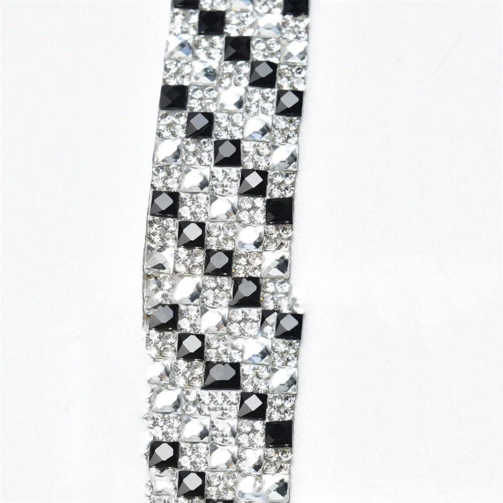 Ruban de strass en verre noir 2cm mercerie pour customisation robe et tissu