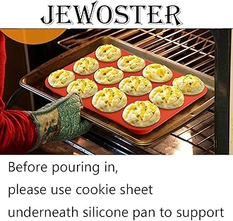 JEWOSTER 12 Cups Silicone Muffin Pan 2 Pack - Cupcake Pan Nonstick Silicone Molds Great for Making Muffin Cakes,Bread, Tart - BPA Free Baking Accessory