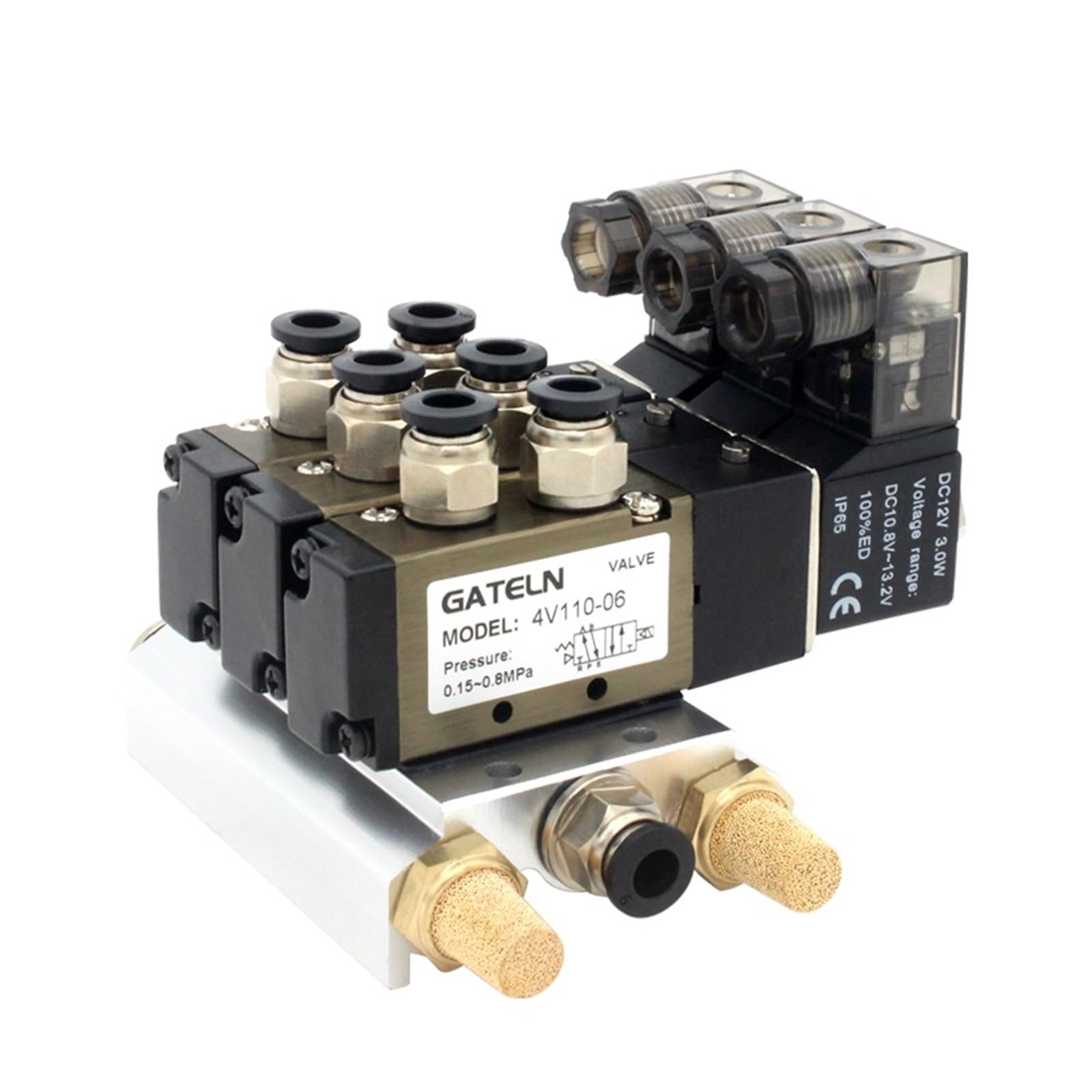 Válvula solenoide 4V110-06 DC24V para eliminar fugas de aire con base de aluminio