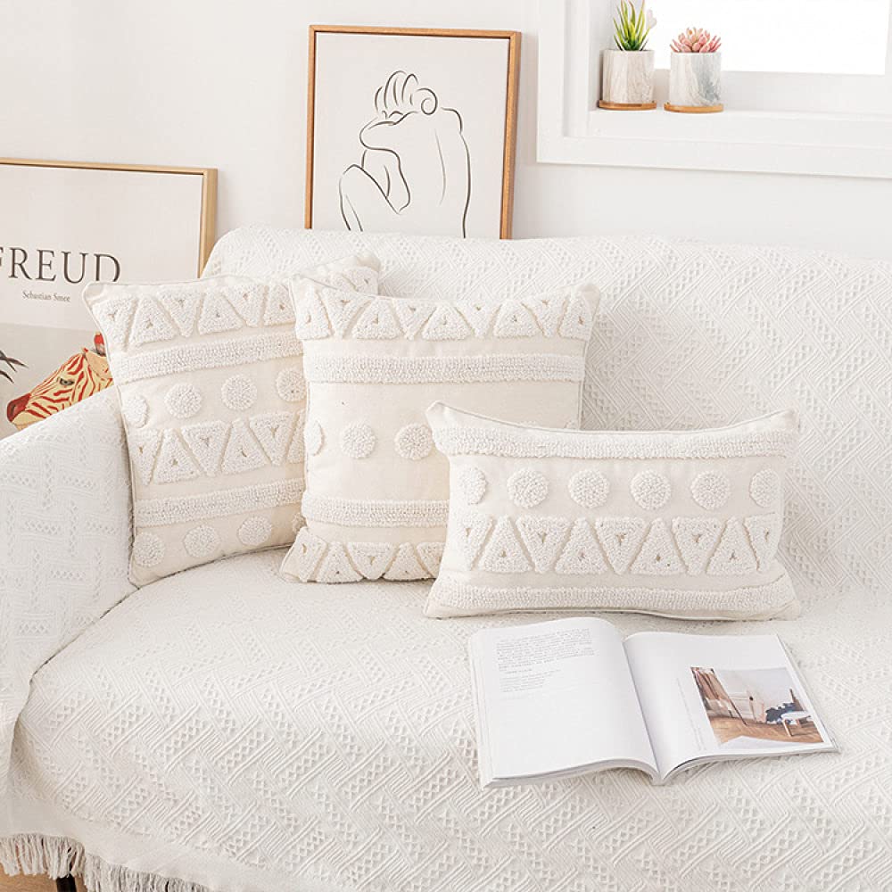 Kissenhülle Boho, Vintage Beige Tufted Dreieck Polka Dot Streifen Jacquard Baumwolle Dekorative Kissenbezüge Marokkanisch Nordic 45X45Cm Dekokissen Bezüge Für Sofa Schlafzimmer Wohnzimmer,A 45X4
