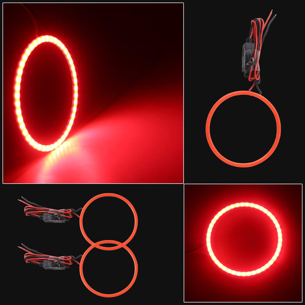 LED Car & Truck Headlight Assemblies Halo Headlights 2-Piece Red COB ...