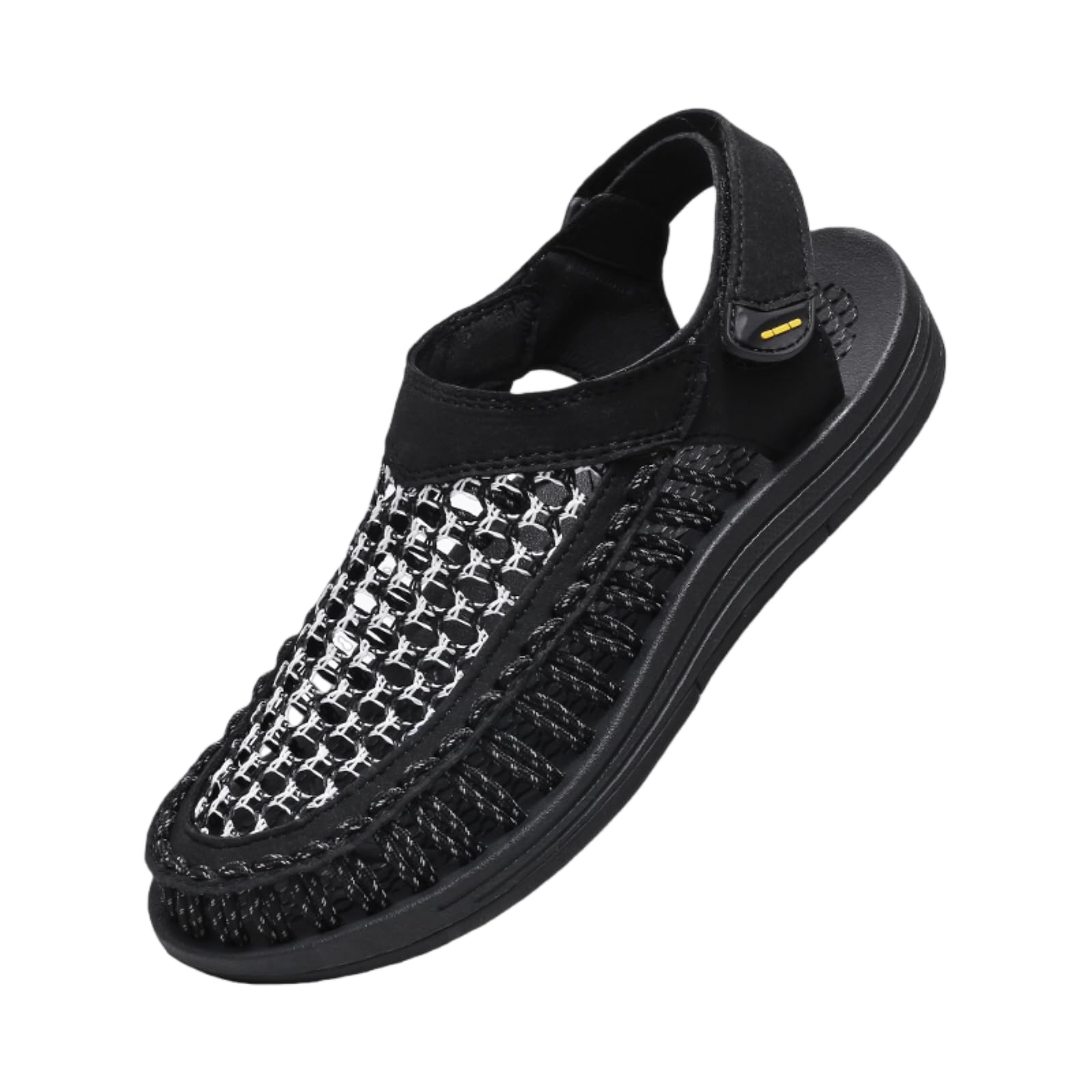 Sandalias De Verano La Moda Los Hombres Casual Al Aire Libre Apuestas Playa Tejidas A Mano Tamaño Grande para Hombres-black-46