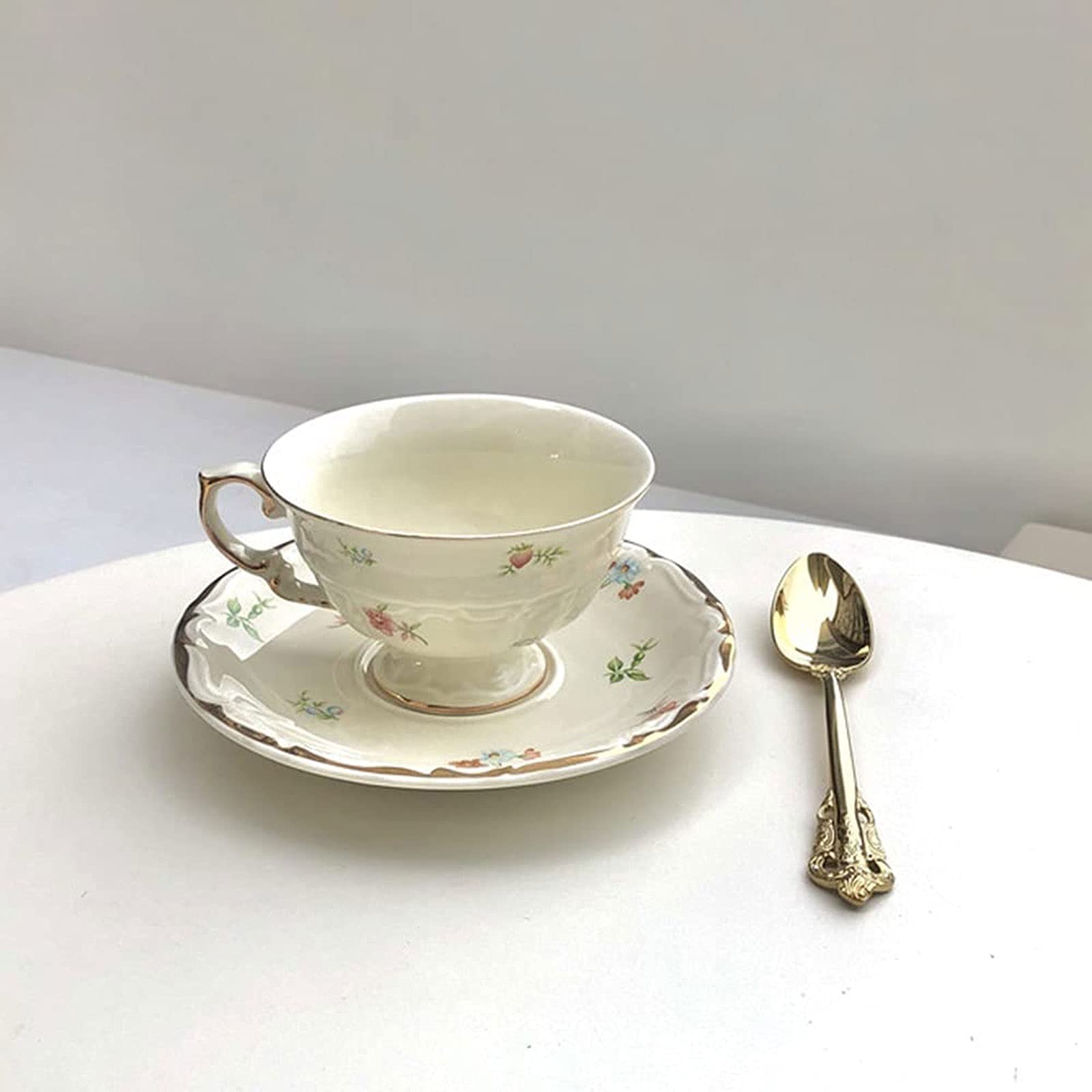 アンティークティーセット Amazon | ティーカップ&ソーサーセット6.8オンス磁器コーヒーカップ