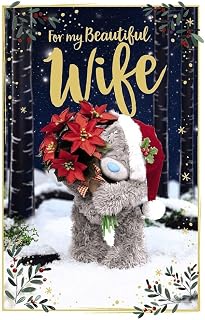 Me To You Bear 3D Holographic Beautiful Wife Christmas Card