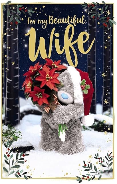 Me To You Bear 3D Holographic Beautiful Wife Christmas Card
