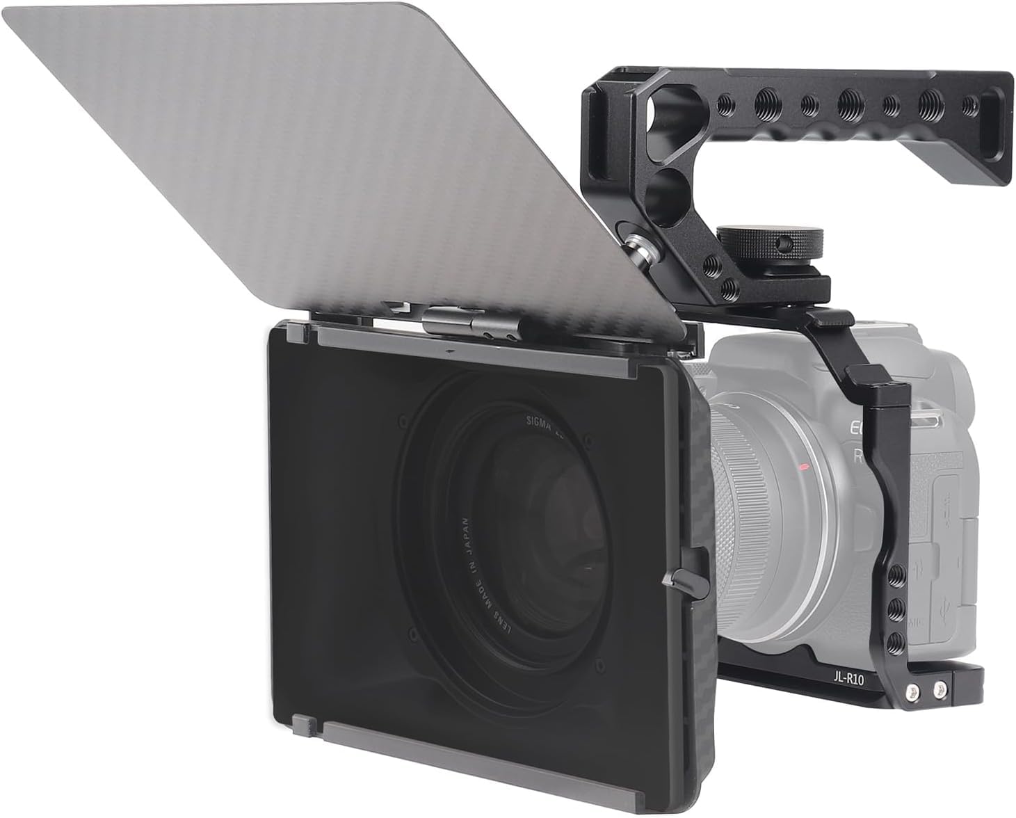 Hersmay R10 Jaula para cámara Canon EOS R10 Movie Making Vlogging Rig estabilizador con fijación de 1/4" y orificio de grabación Arri de 3/8"