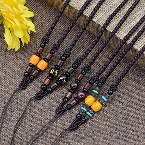 Appoint 10 Pieces of Agate Wooden Bead Lanyard, Jade Pendant Hand-Woven Necklace for Men and Women Multicolor Chain DIY Accessories