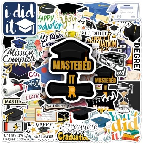 50PCS 2026 Graduation Stickers, Class of 2026 Stickers for Graduation Decorations Grad Cap Diploma Decals for Laptop, Skateboard, Phone Case, Luggage-Congrats Grad Decor for Teens, Adults, Boys, Girls — view 5