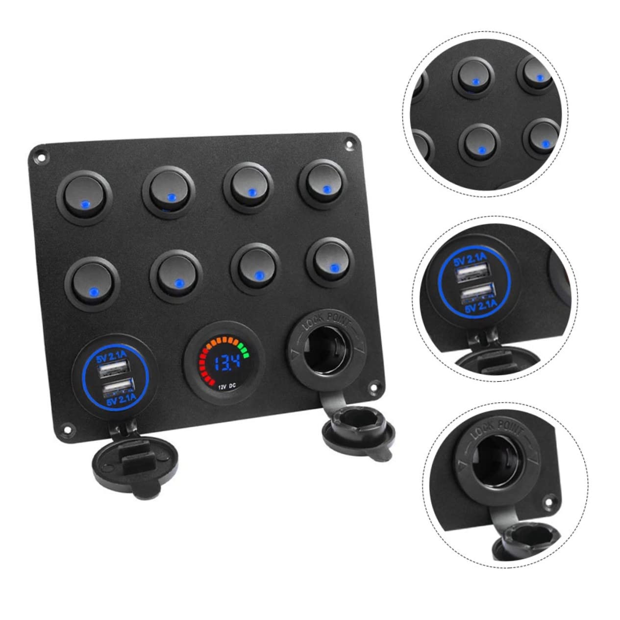 Panel de Control Marino Doble USB 4.2a y Voltímetro para Coche, Camión y Rv