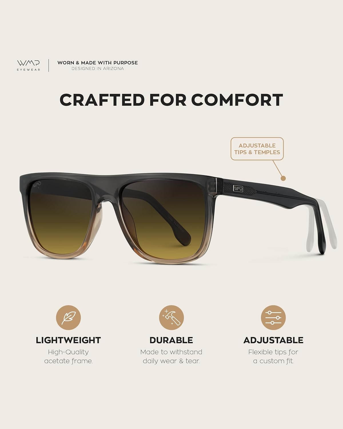 WearMe Pro WMP Eyewear - Men's Bold Flat-Top Square Sunglasses, Polarized Lenses, 100% UV Protection, Lightweight & Durable - Image 7