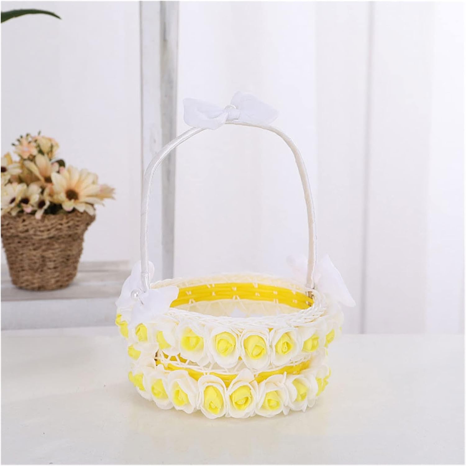 HBJWOV Wedding Lace Flower Baskets, Festive Candy, Hand-woven Storage, Ornaments, Diy