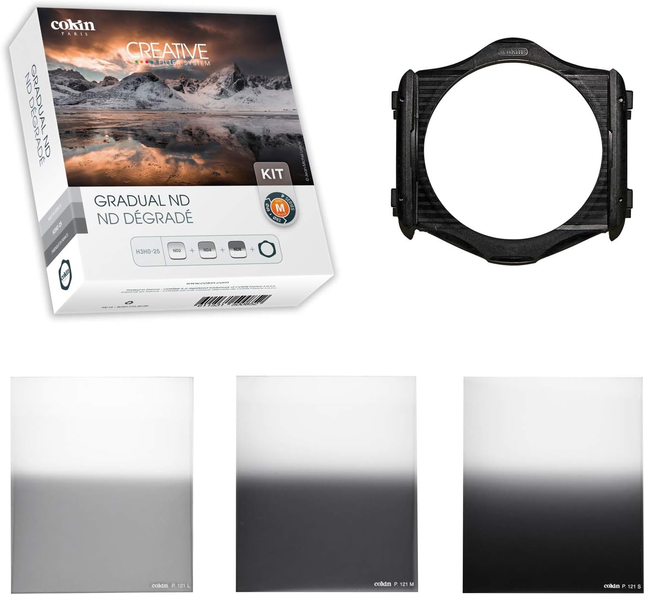 Cokin Square Filter Gradual ND Creative Kit Plus - includes M (P) Series Filter Holder, Gnd 1-Stop (121L), Gnd 2-Stop (121M), Gnd 3-Stop Soft (121S)