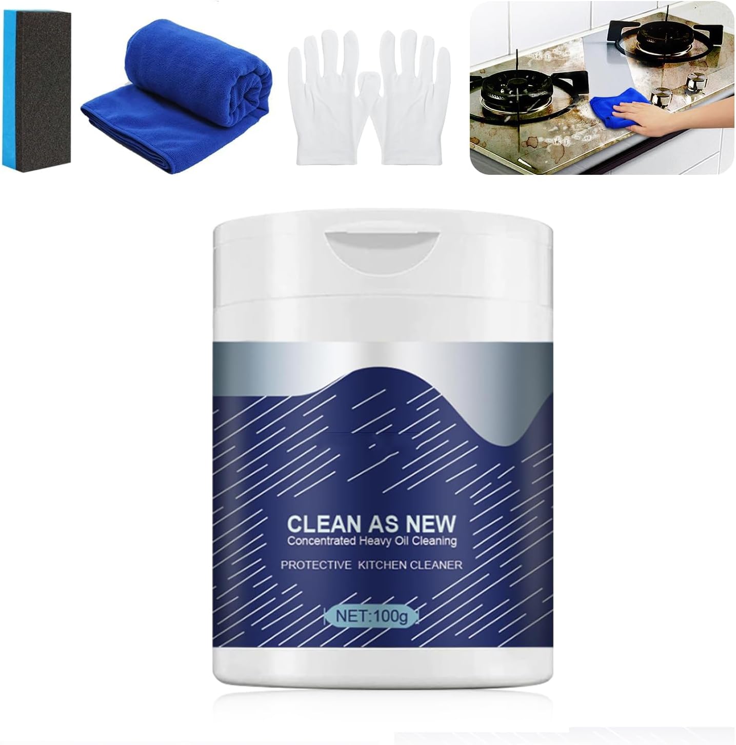 All Purpose Household Powder Cleaner, Powerful Foam Rust Remover Kitchen, Heavy Duty Degreaser, Stubborn Grease Kitchen Grime Remover Foam Cleaner (100g)