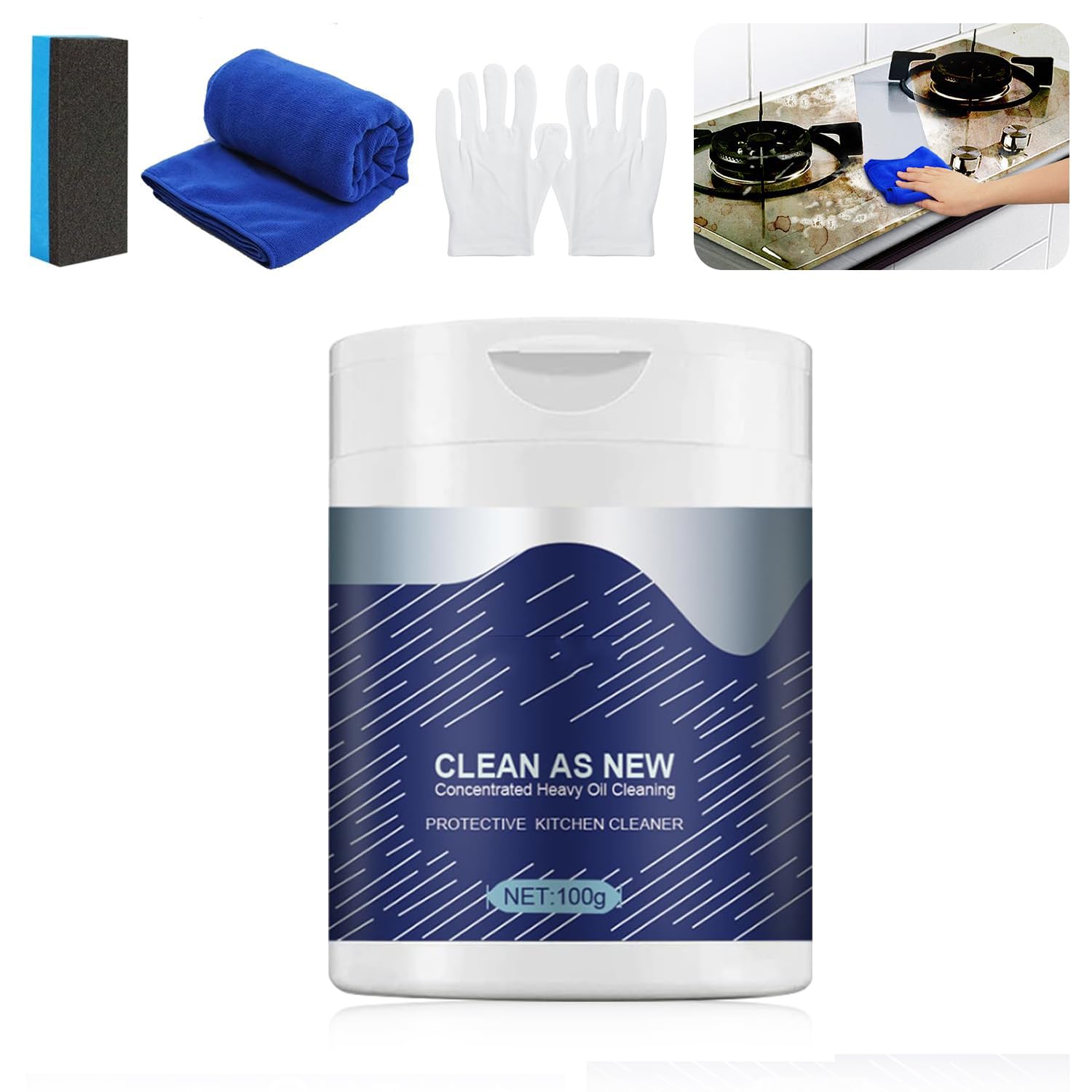 All Purpose Household Powder Cleaner, Powerful Foam Rust Remover Kitchen, Heavy Duty Degreaser, Stubborn Grease Kitchen Grime Remover Foam Cleaner (100g)