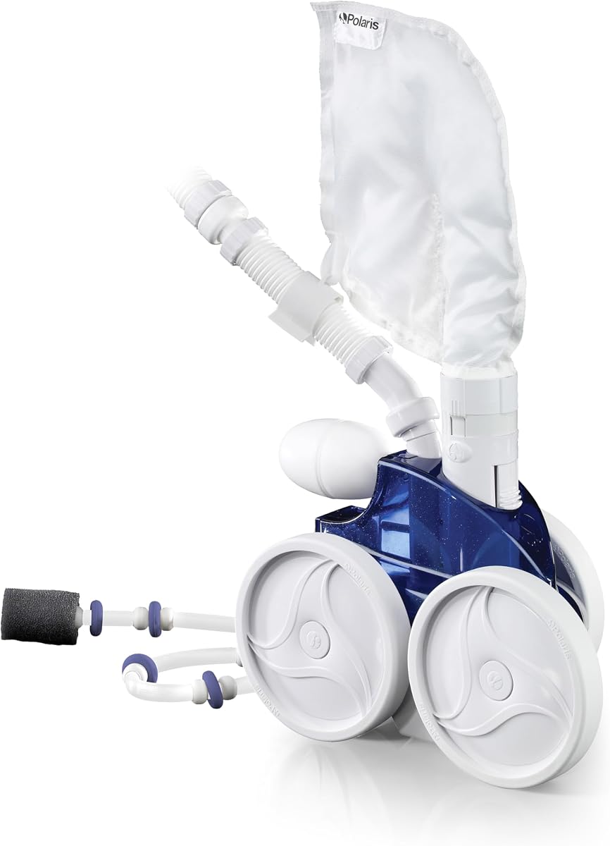 Limpiador lateral a presión Polaris Vac-Sweep 360 para piscinas enterradas | El limpiador del lado de presión no necesita bomba de refuerzo; Chorros triples y recogedor de entrada de 2,25 pulgadas para desechos grandes, manguera de 31 pies y bolsa