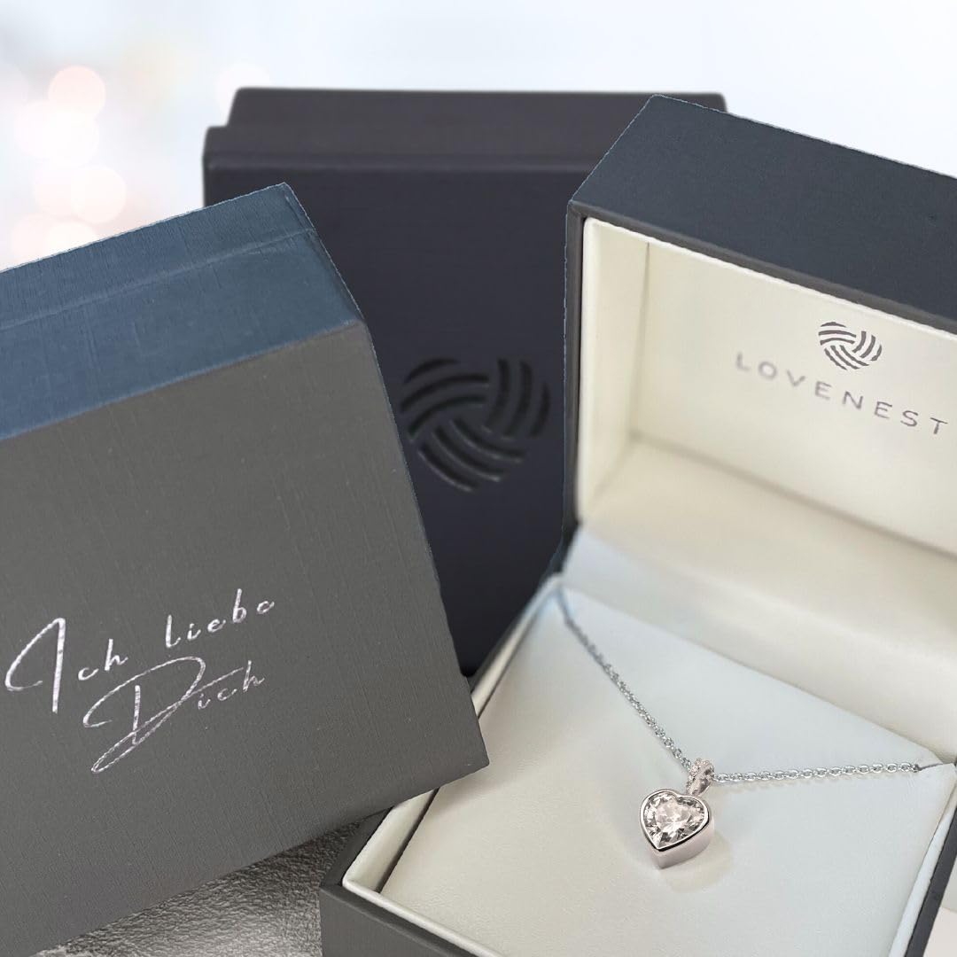 Herzkette Silber 925 / Gold vergoldet Halskette Damen *Ich Liebe Dich* Kette Silberkette Herzanhänger Herz Schmuck nickelfrei Geschenke Frauen Freundin Sie zum Geburtstag Hochzeitstag Jahrestag