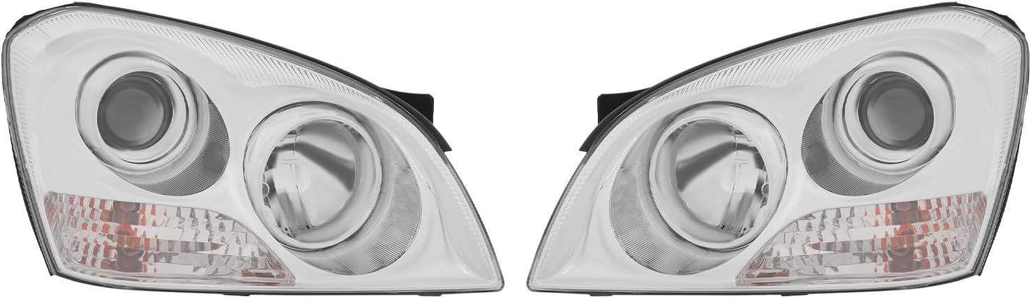 Eapmic Headlight Assembly Compatible with 2007-2008Kia Optima, Front Driver and Passenger Side Halogen Headlamp Replacement, Clear Lens Black Housing Head Lights with Amber Reflector(07-08, Pair Set)