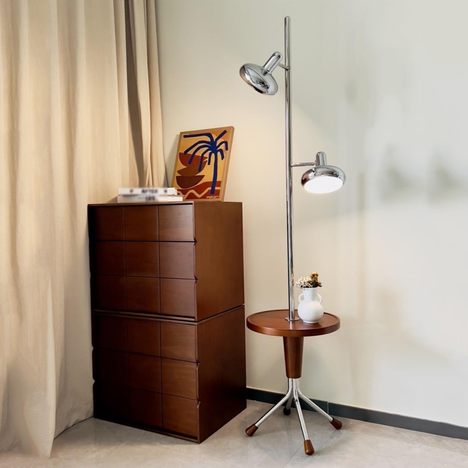 Lampy stojące Lampa podłogowa ze stolikiem w stylu vintage, nowoczesna metalowa lampa podłogowa, dekoracyjne lampy stojące, oświetlenie biurowe w sypialni