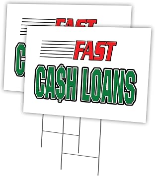 Fast Cash Loans 2 Pack of 12" x 16" Yard Sign & Stake | Advertise Your Business | Stake Included Image On Both Sides | Made in The USA