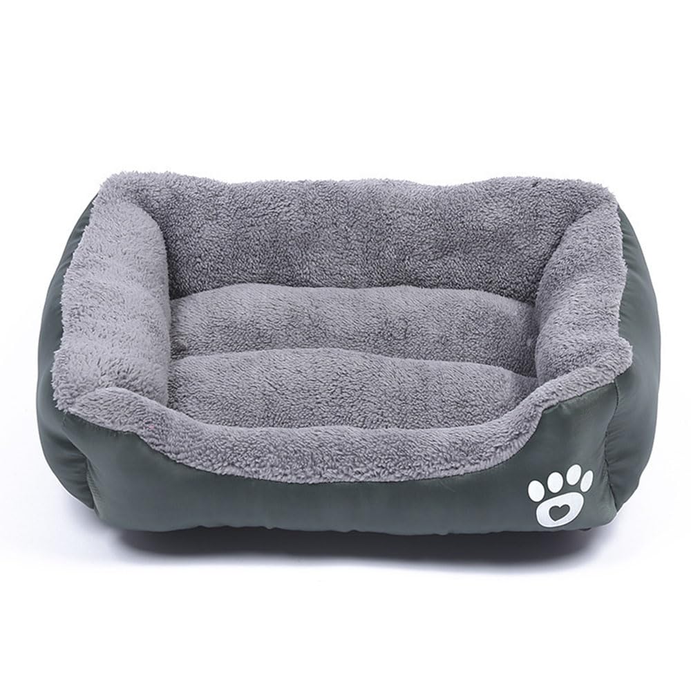 Hiseng Cama Perro de Sherpa Suave, Cama Gato Suave Lavables, Cama para Perros Color Sólido Medianos Sherpa con Parte Inferior Antideslizante (XXL/95x72cm,Verde Oscuro)