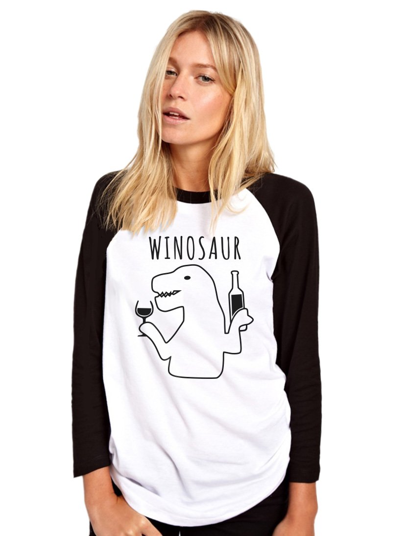 Hotscamp Women's White/Black Winosaur Baseball Top - Small