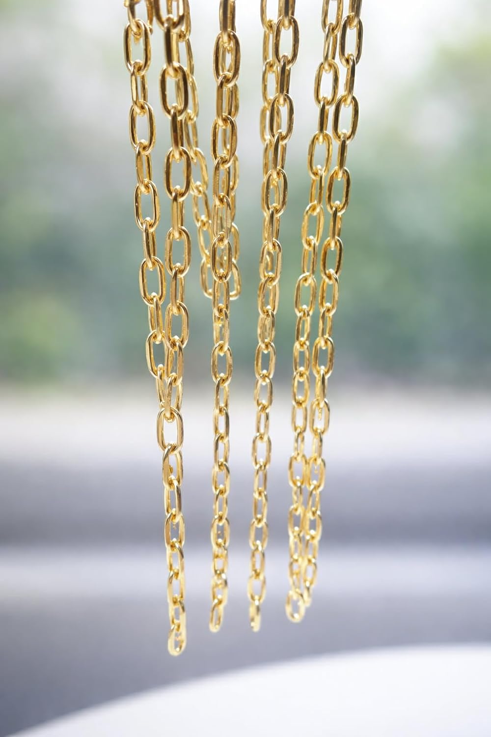 Gold Link Chain Paperclip Lariat Necklace Double Layer Stainless Steel Womens Chains