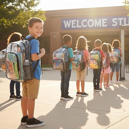 Miniatura 8 de Mochila transparente resistente transparente de PVC transparente Plstic transparente, Negro