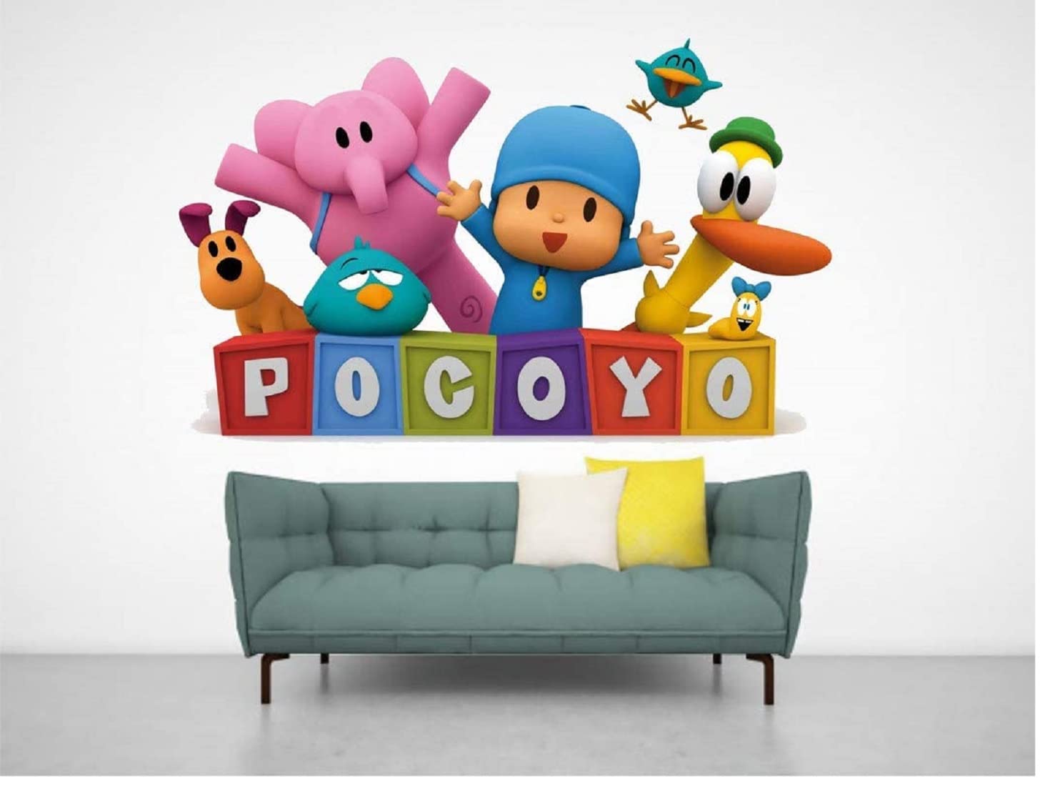 Pocoyo Boy Animal Cartoon Wall Sticker for Kids Room, Bedroom, Living Room, Office, (Multicolor, Size - 38 cm X 60 cm)