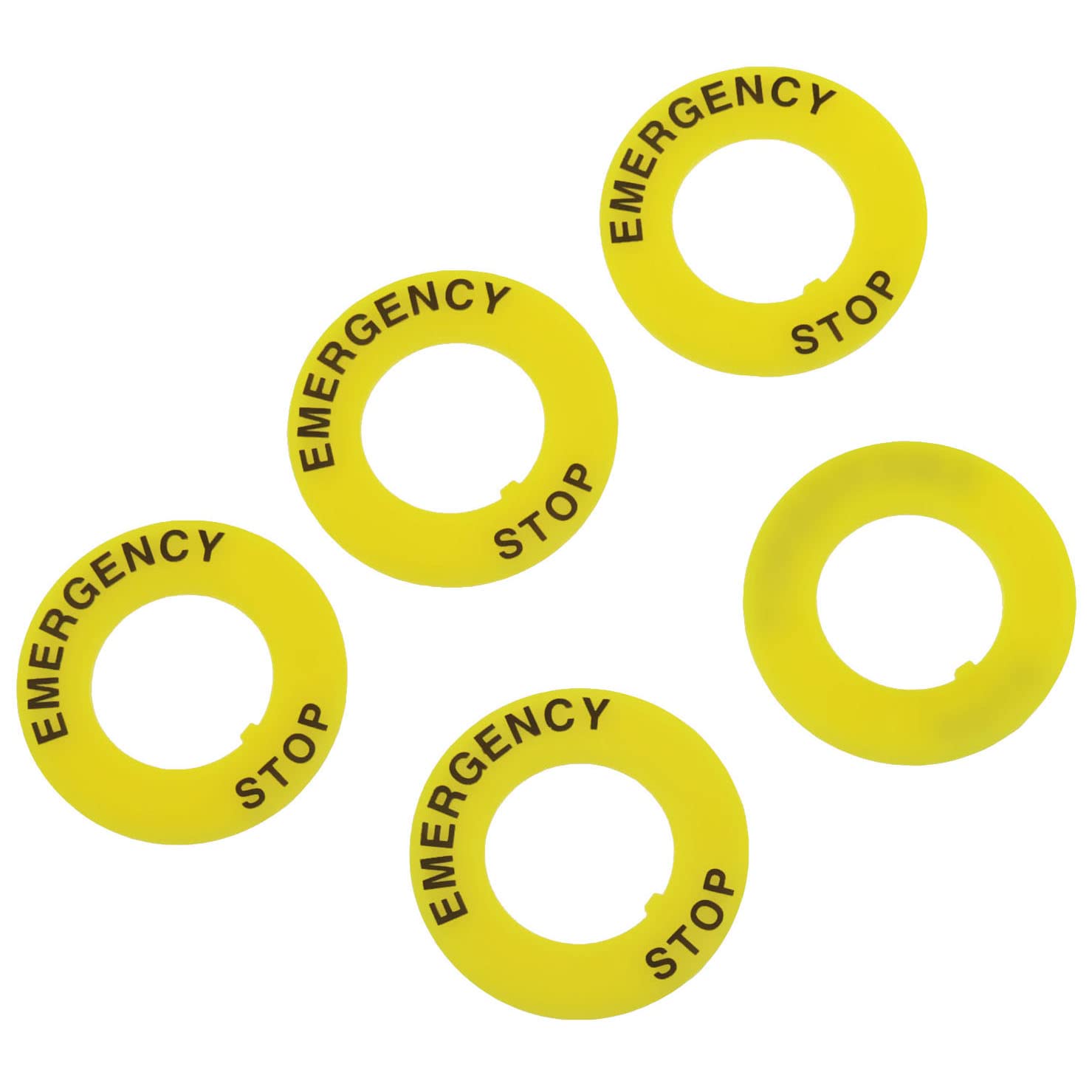 E-outstanding 5 Pcs Push Button Switch Emergency Stop Sign Emergency Stop Ring Gasket for Push Button Switch Replacement, 22x40mm Yellow-image-1