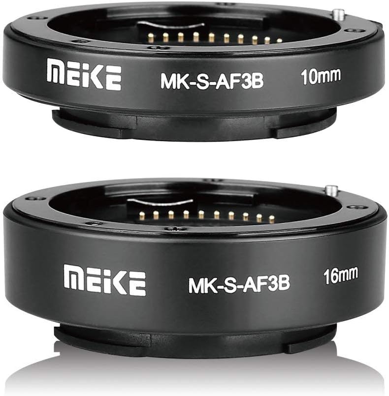 MEIKE MK-S-AF3B Plastic Auto Focus Macro Extension Tube Adapter Ring 10mm 16mm for Sony E-Mount FE-Mount Mirrorless Camera A7 A7M2 NEX3 MEX5 NEX6 NEX7 A5000 A6000 A6300 A6500 A9 etc (S-AF-3B)