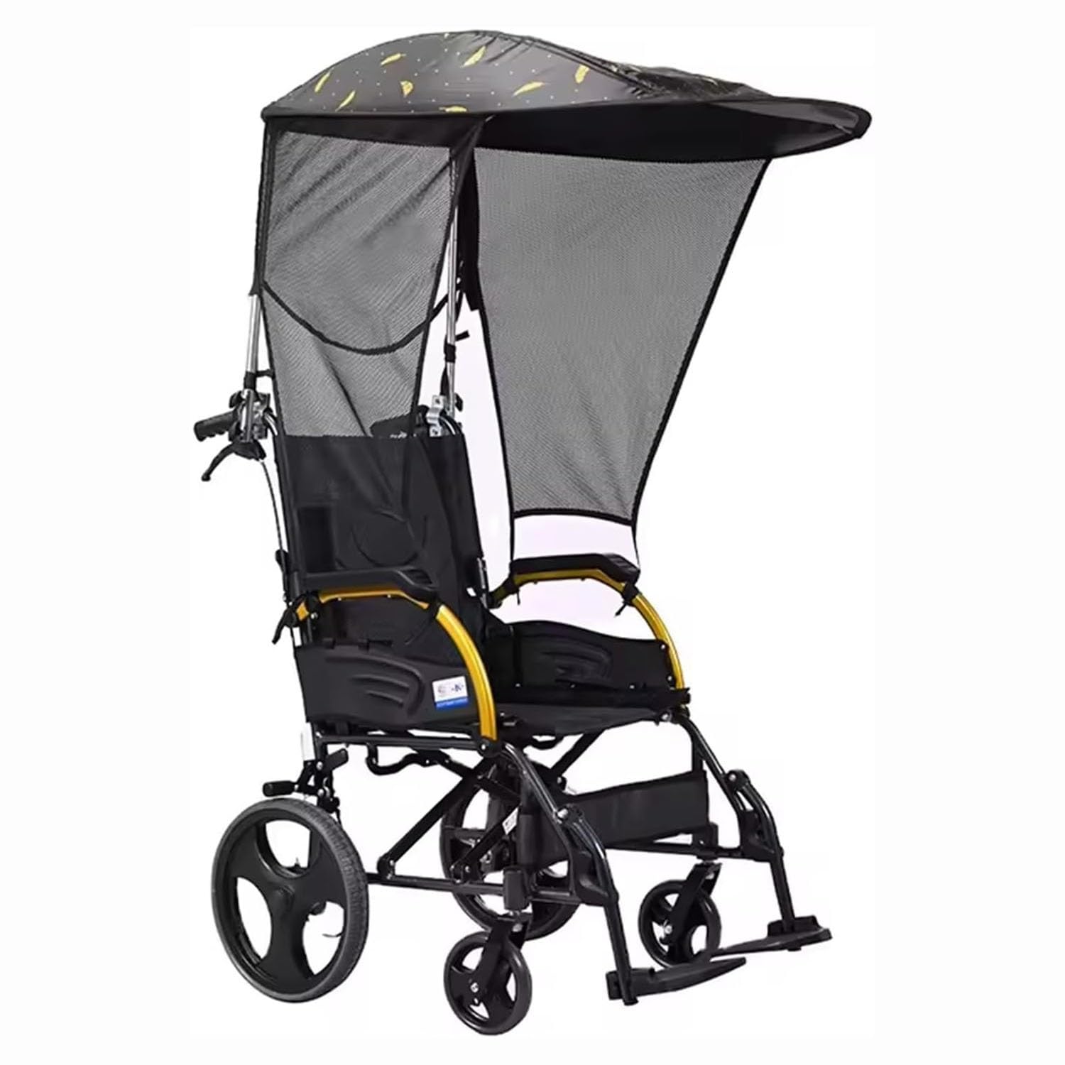 Baldachim do hulajnogi mobilnej, parasol markizy dla wózka inwalidzkiego z regulowanym słupkiem, tkanina przeciwsłoneczna UPF 50+ markiza przeciwdeszczowa(With hand,Mesh)
