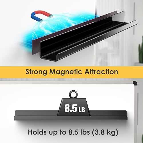 Miniatura 51 de NiHome Paquete de 2 estantes magnéticos de acrílico de 17 pulgadas para pizarra blanca, pantalla de imágenes grandes, elegantes estantes para Negro