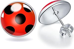 Red Ladybug Earring Studs for Miraculous Ladybug Fans