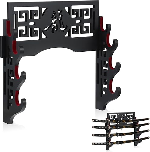 Barydat Soporte de pared para katana, soporte de pared, exhibición de espada samurái, percha japonesa Wakizashi Hobby, regalos de Navidad para
