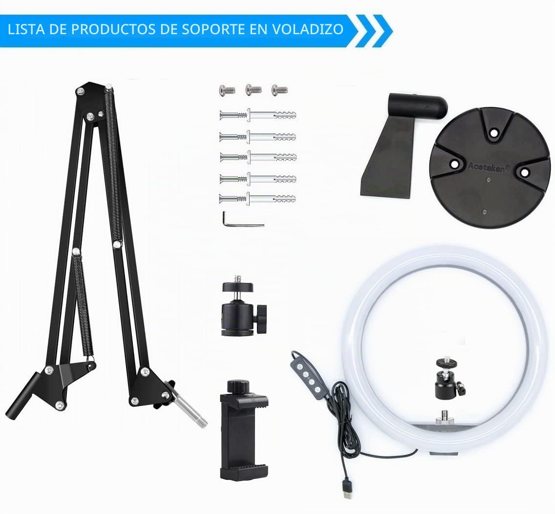 Kiyo Pro - Soporte de Pared para cámara Web con luz de LED de 26cm, Soporte de luz Pared para Webcam Compatible con Razer Kiyo, Kiyo Pro, Kiyo X and Anker Webcams