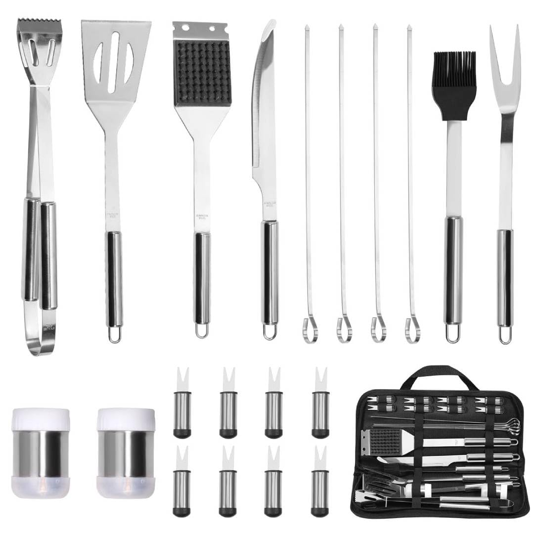 20-Piece BBQ Grill Tool Set with Zipper Bag– Stainless Steel
