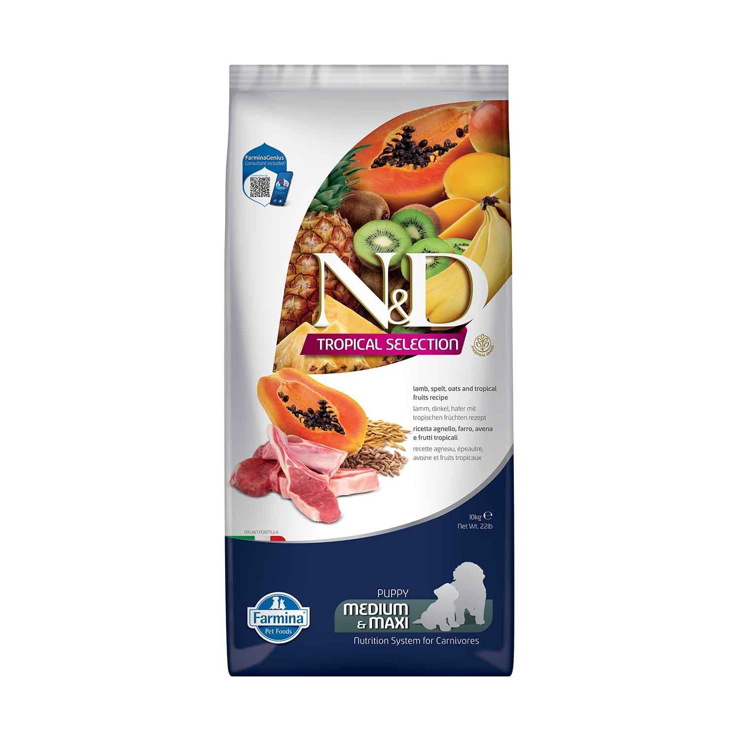 FARMINA ND Dog Puppy Tropical Selection Med Maxi Agneau 10 K