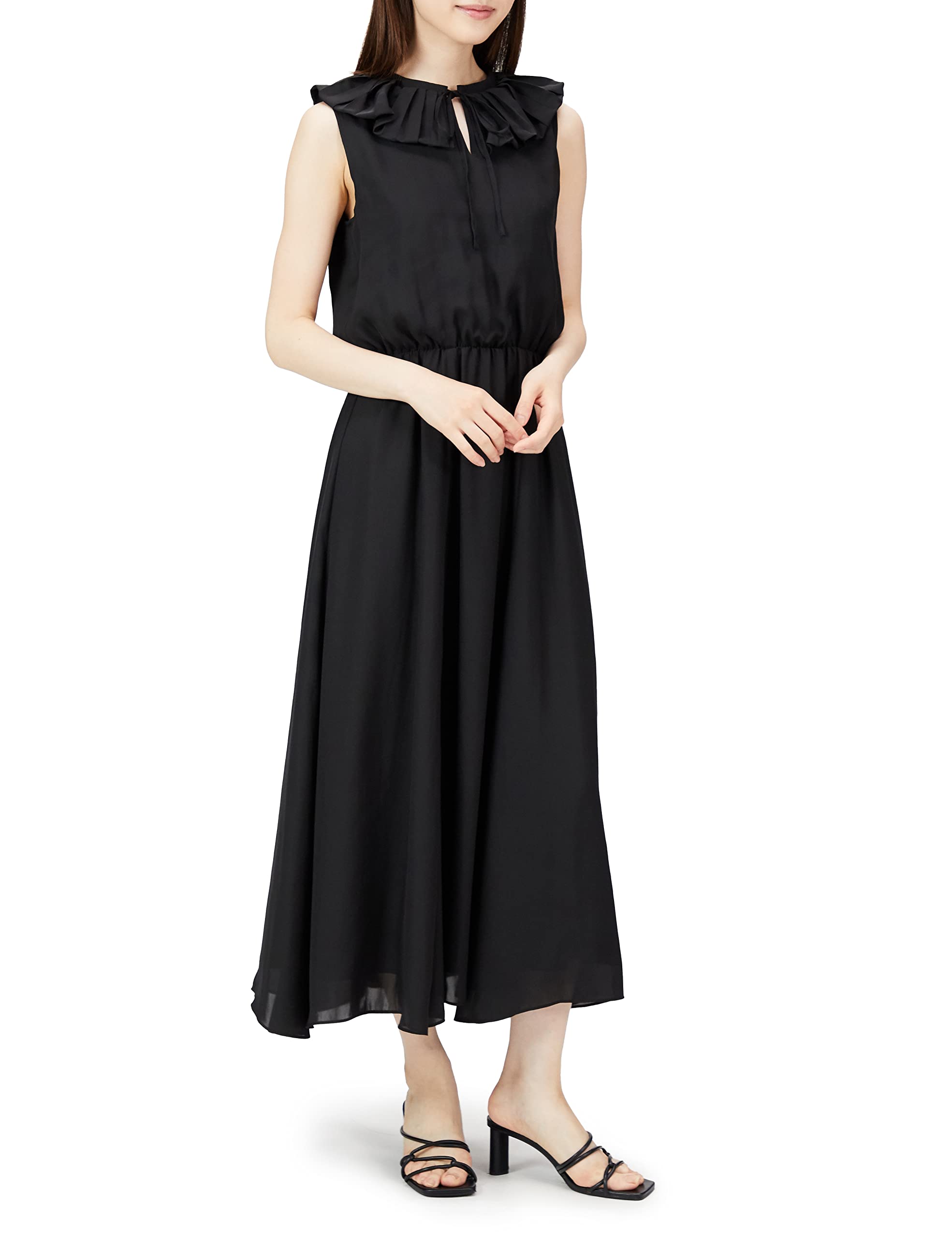 Amazon.co.jp: [ミラオーウェン] シルクタッチプリーツカラーフレア  