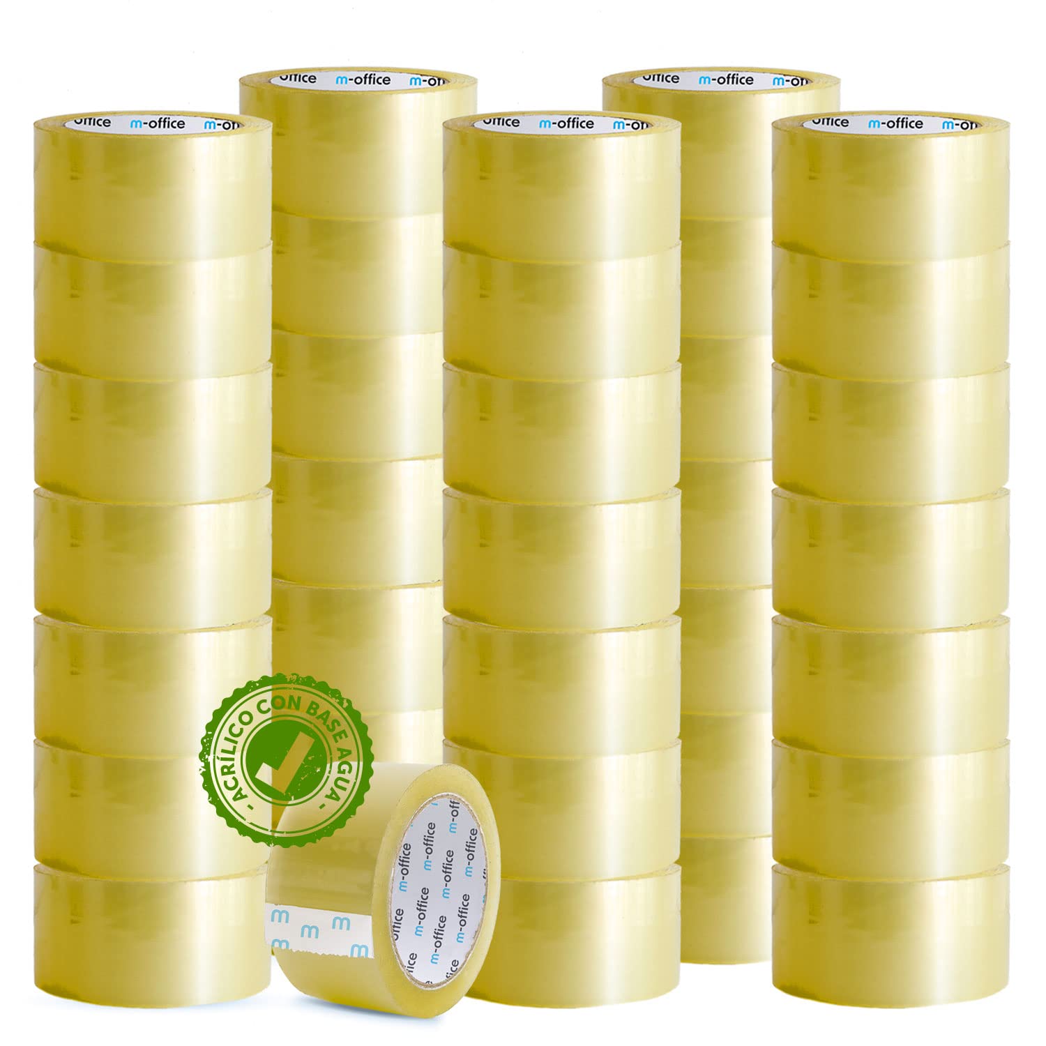 m-office Clear Tape Self Adhesive Packing Tape for Cartons, Shipping, Moving and Crafts, Safe and Durable Transparent Paper (48mm x 120m, x36)