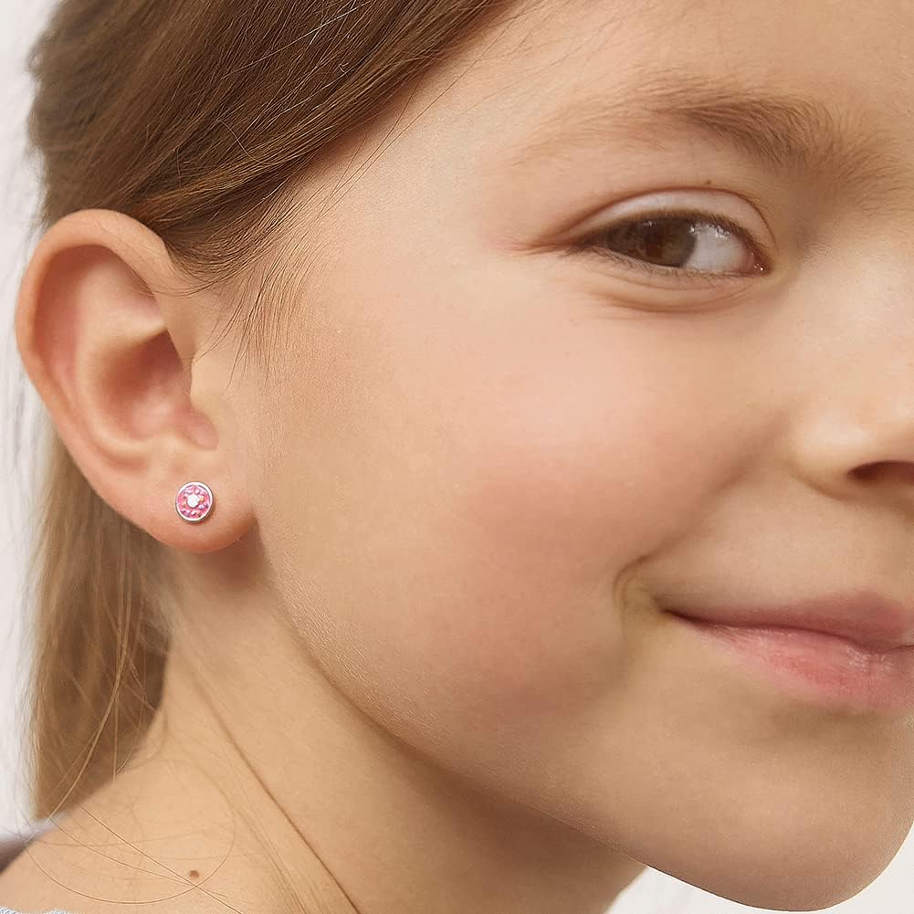 In Season Jewelry Donut with Sprinkles Kids Earrings - 925 Sterling Silver Hypoallergenic Earrings for Girls with Screw Backs - Safe & Comfortable for Toddlers, Kids & Little Girls - Image 3