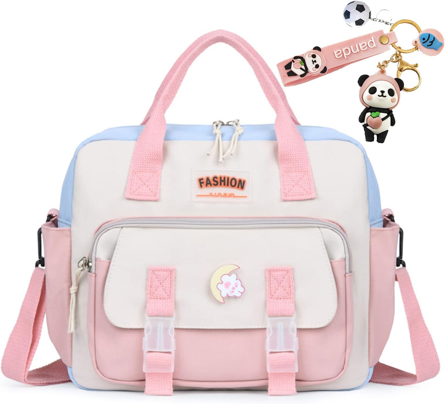 JELLYEA Kawaii Backpack Cute Tote Bag Girl School Crossbody Shoulder Bag with Kawaii Accessories Multi Purpose